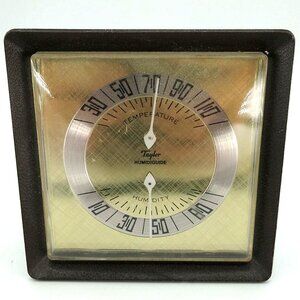 Vintage MCM 1970s Taylor Humidi guide plastic 4" desk thermometer humidity